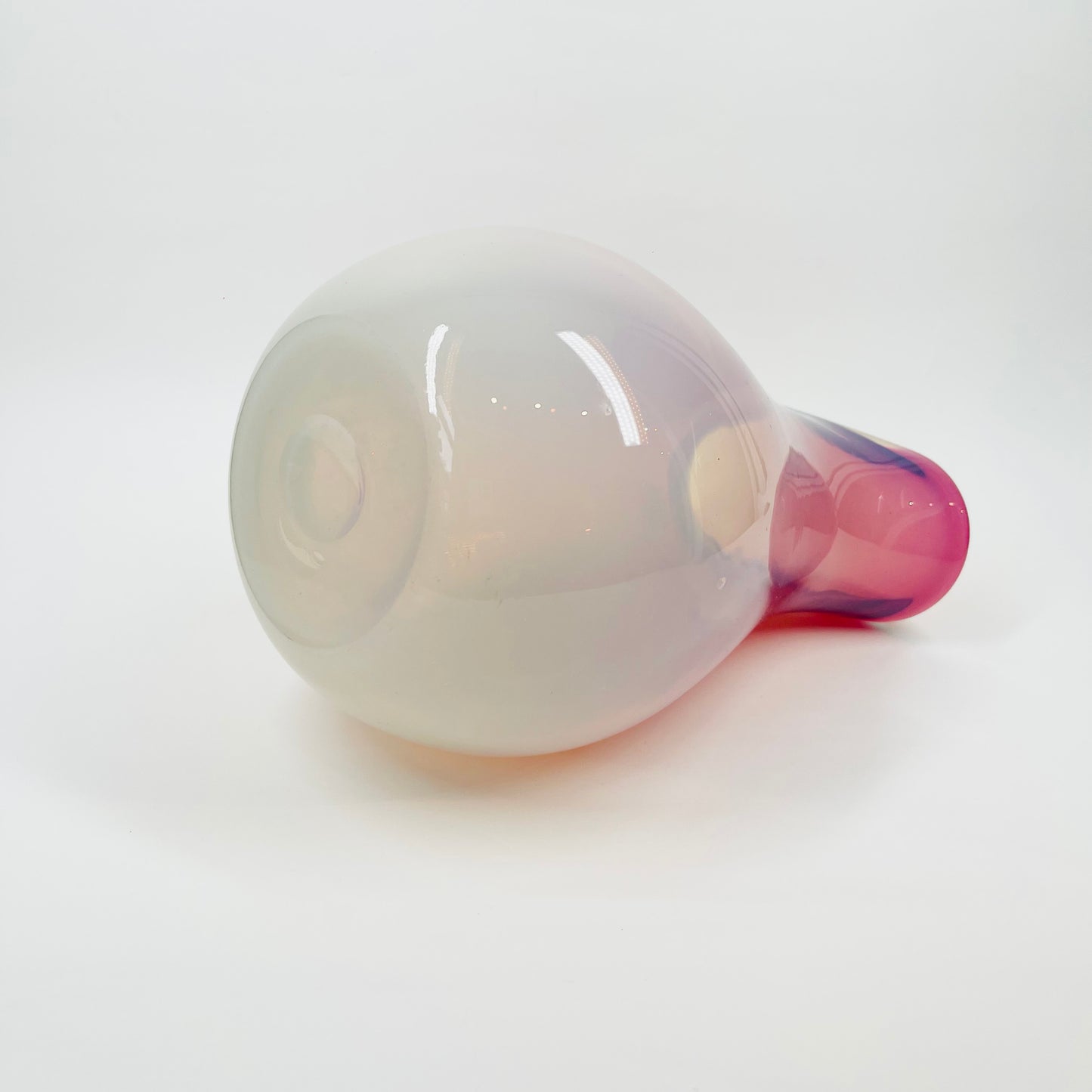 1950s MURANO CRANBERRY/PINK OPALINE GLASS PINCHED VASE