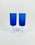 1950s COLOUR FLUTES/COCKTAIL HIGHBALL GLASSES WITH CLEAR TWIST STEM