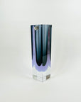 XL 1950s NEODYMIUM PURPLE GREY MURANO SOMMERSO FACETED GLASS BLOCK VASE