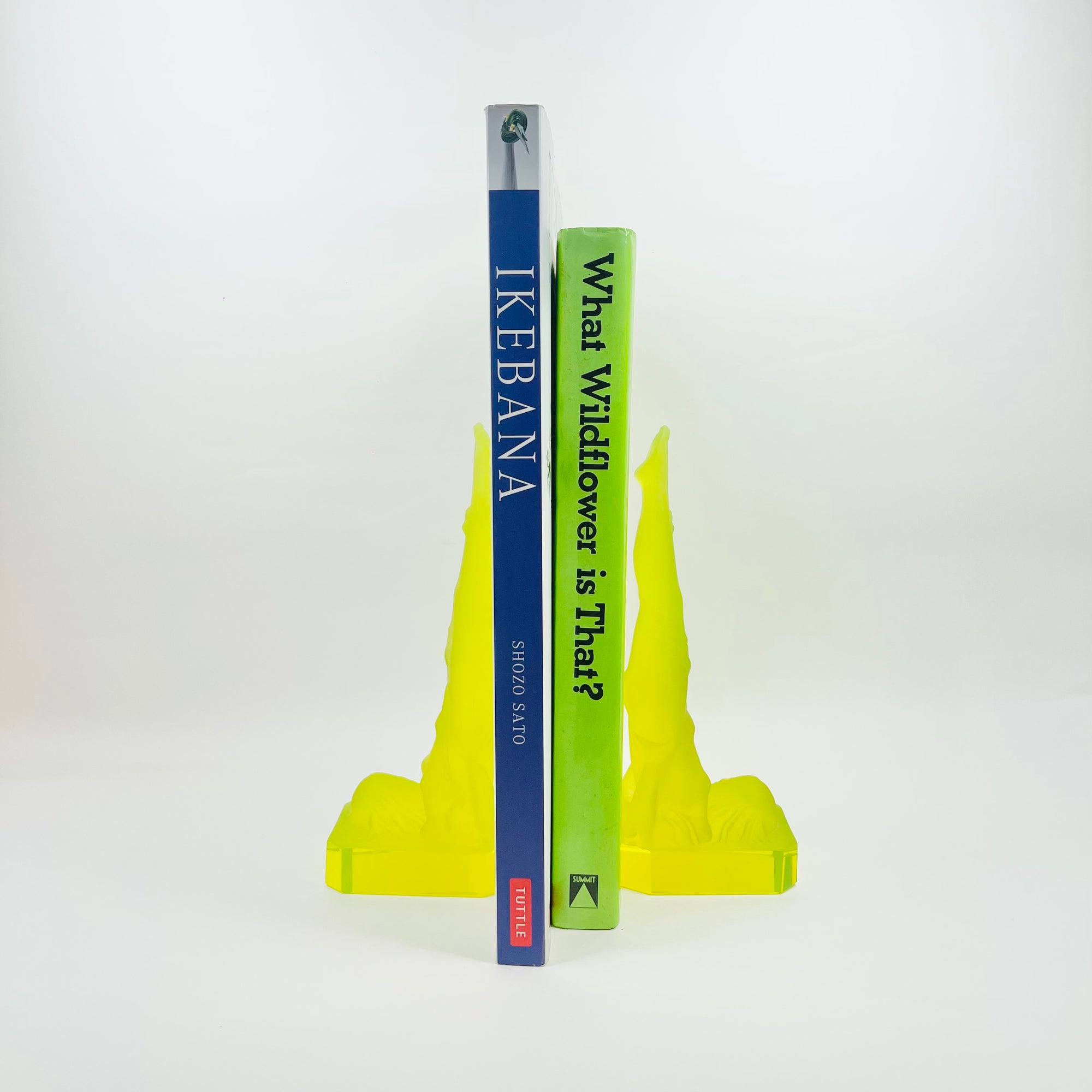 URANIUM GLASS NUDE FIGURINE BOOK ENDS