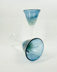 1980s MOUTH BLOWN MURANO BLUE SPATTER GLASSES