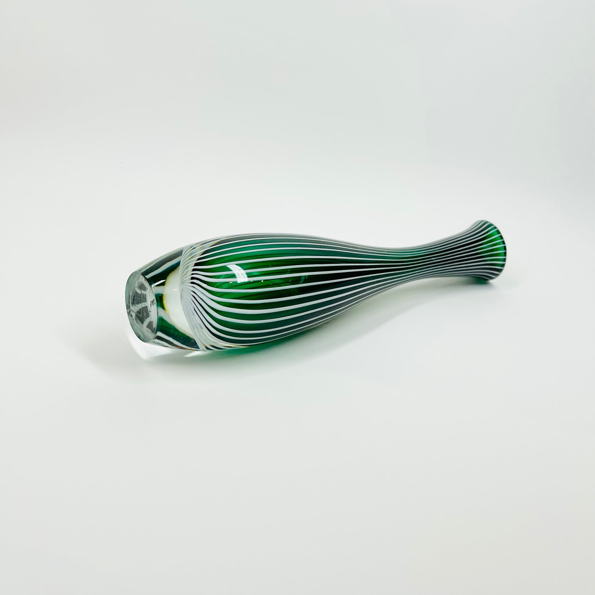 1960s ZEBRA SOMMERSO GLASS VASE BY VICKE LINDSTRAND FOR KOSTA BODA