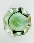 1920s LIGHT GREEN YELLOW SOMMERSO FACETED GLASS BOWL/ASHTRAY