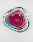 1960s PINK TURQUOISE SOMMERSO FACETED GEODE GLASS BOWL