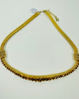 1950s CORO MESH AMBER BEADS DOUBLE KNOTS COLLAR NECKLACE