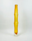 RETRO JAPANESE SATIN AMBER PRESSED GLASS BAMBOO VASE