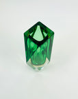 1950s MURANO FACETED SMALL BLOCK GREEN MANDRUZZATO VASE