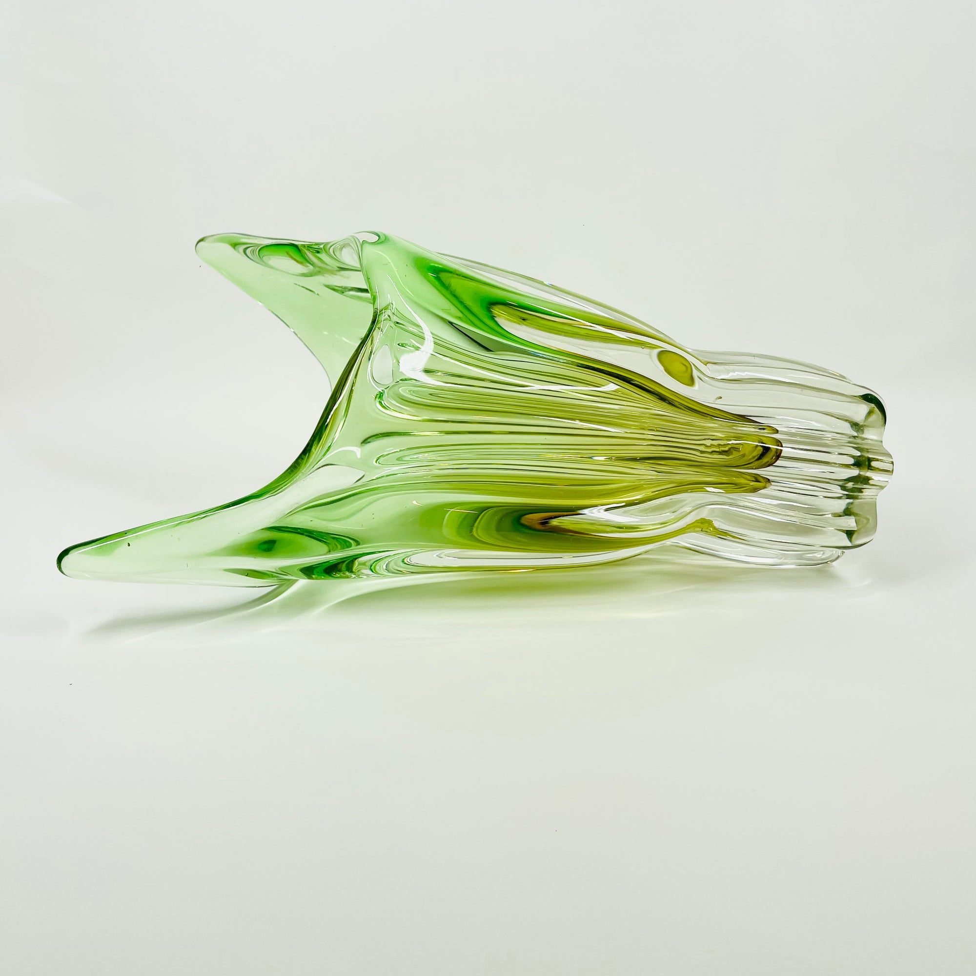1970s JAPANESE LIME GREEN OMBRE SOMMERSO GLASS VASE