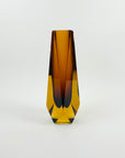 1950s BROWN AMBER MURANO SOMMERSO FACETED GLASS BLOCK VASE