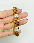 1980s NAPIER FANCY LINKS PEARL STATEMENT NECKLACE