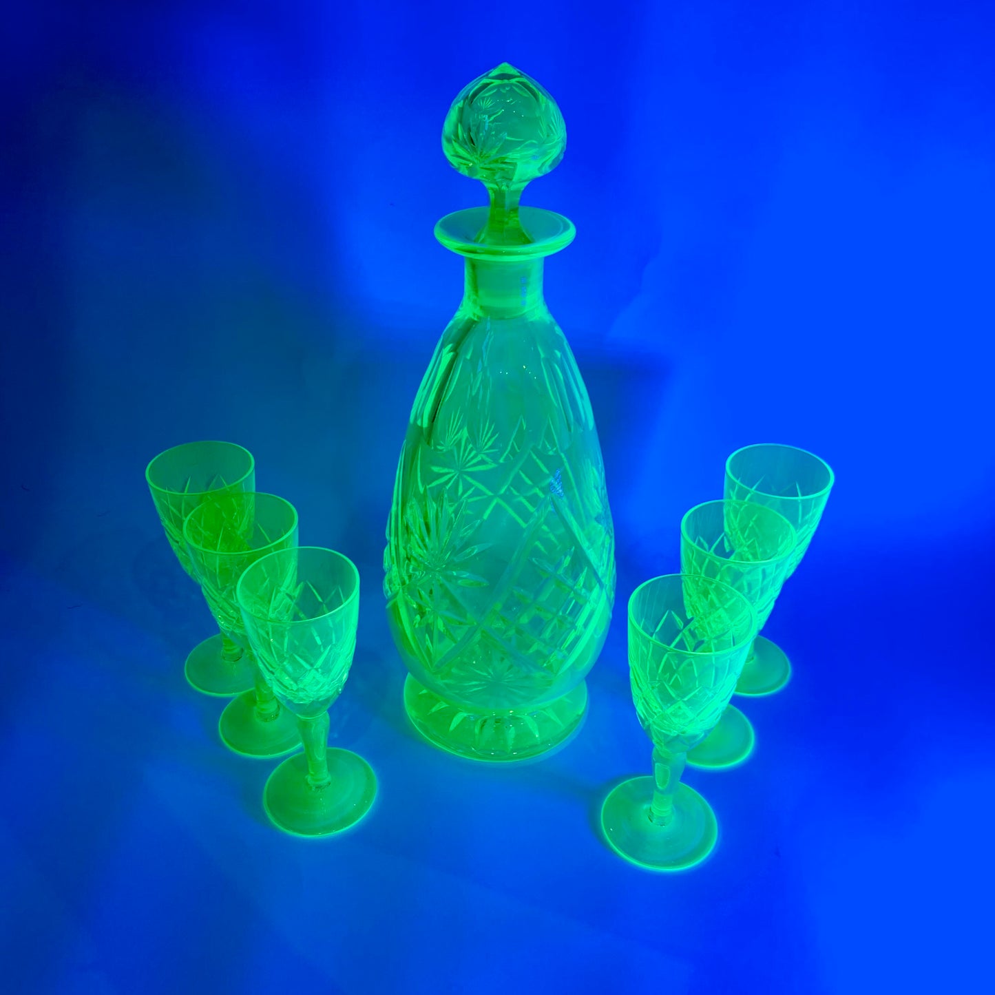 ANTIQUE URANIUM GLASS DECANTER SET