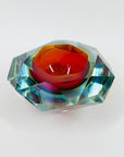 1950s MURANO MANDRUZZATO RUBY SOMMERSO DIAMOND FACETED GLASS BOWL