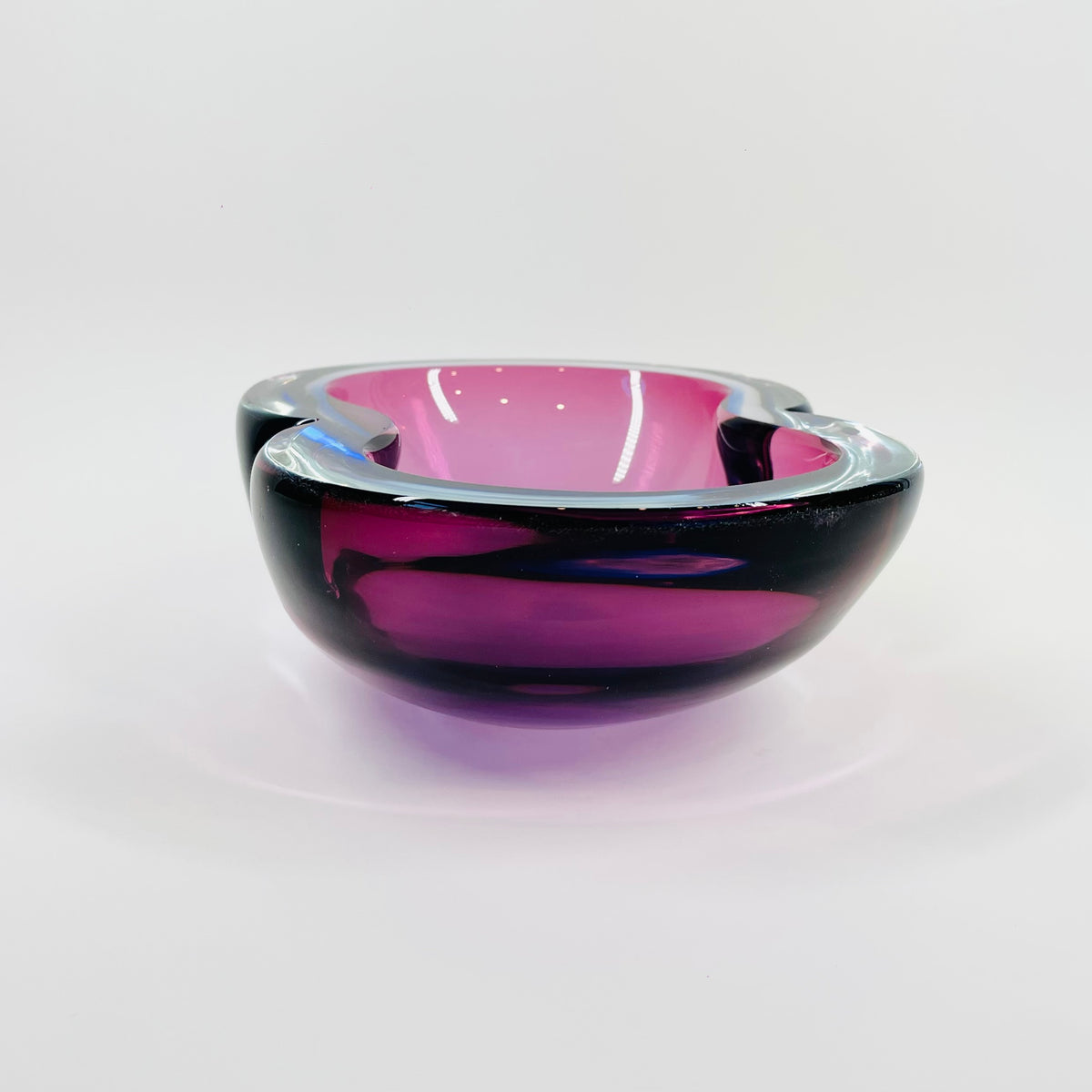 1960s PINK PURPLE COBALT BLUE SOMMERSO FACETED INFINITY GLASS BOWL
