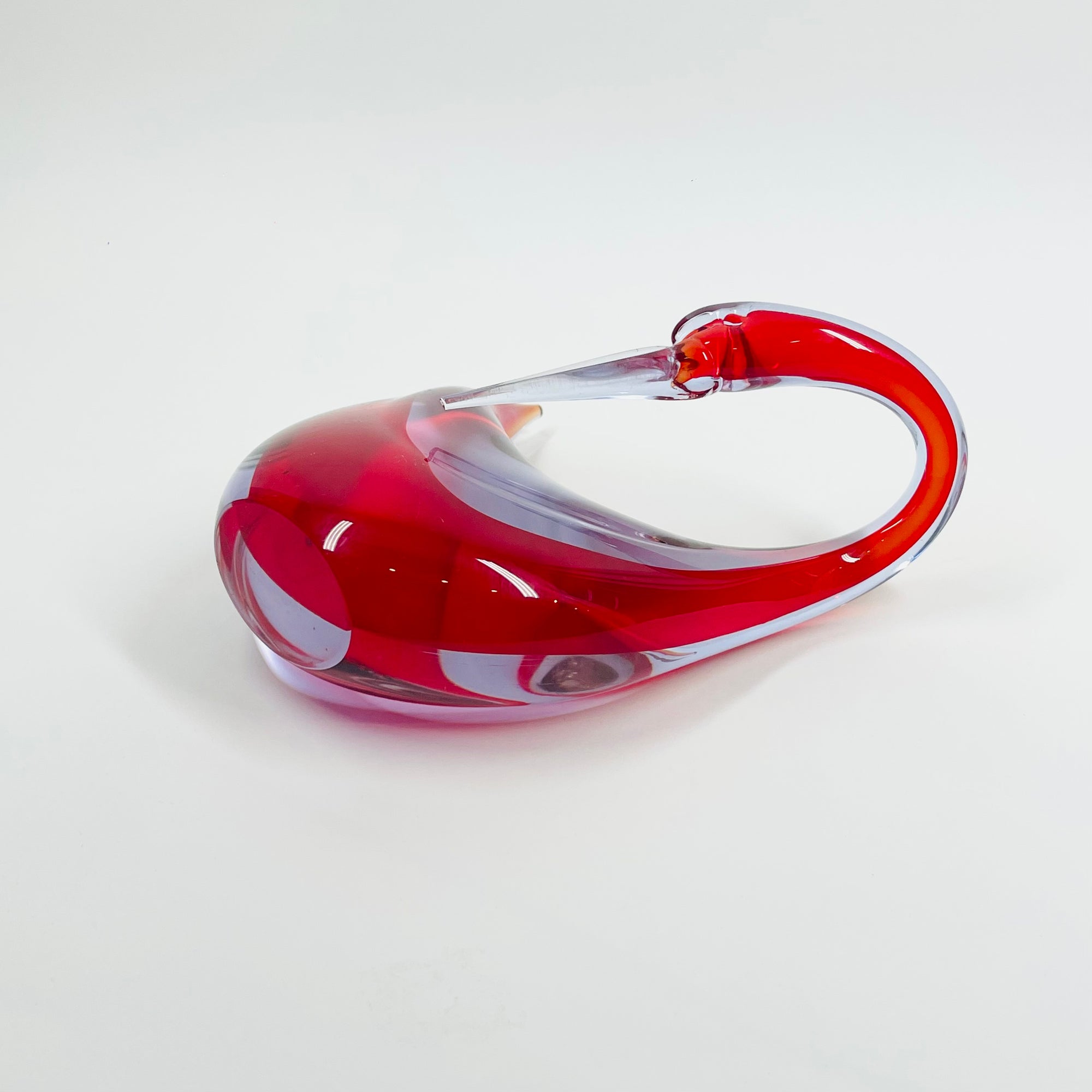 1950s MURANO RUBY RED NEODYMIUM GLASS BIRD PAPERWEIGHT/SCULPTURE