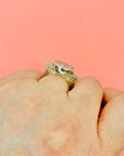 60s MODERNIST SILVER RING WITH BEZEL MOONSTONE