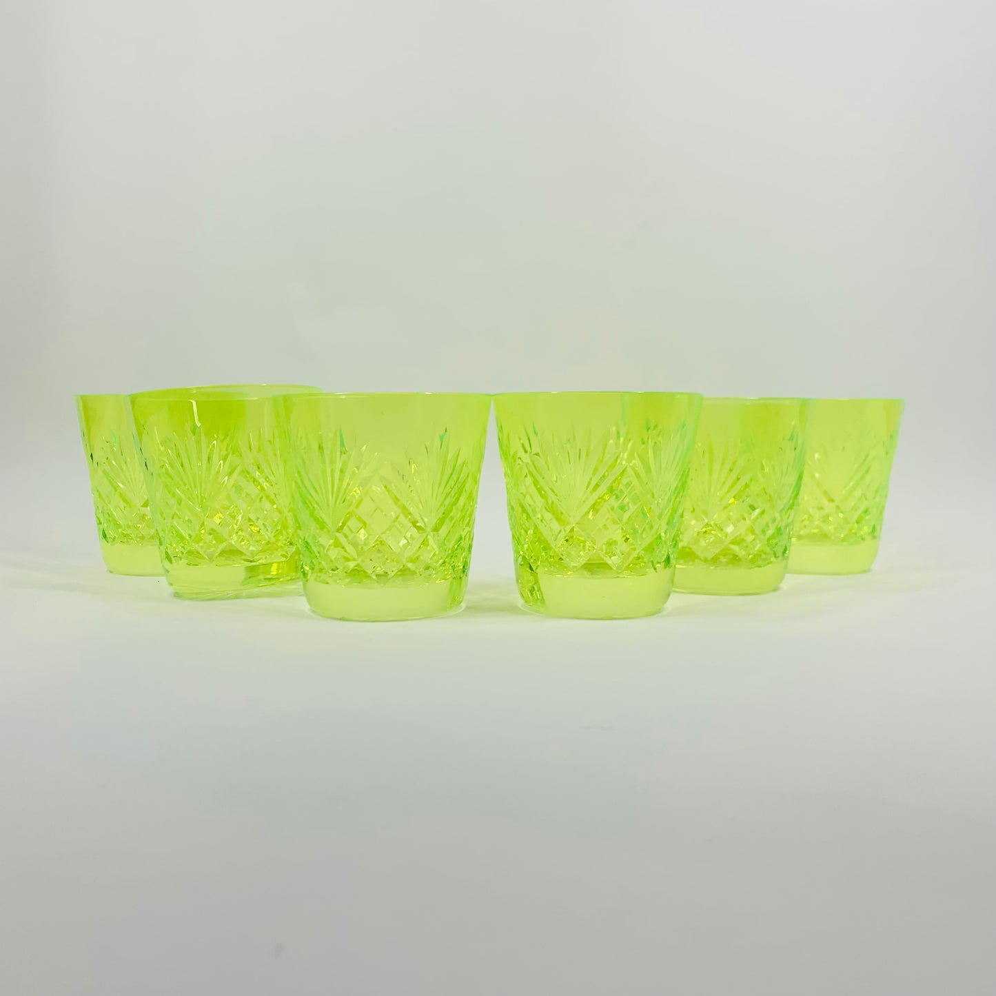 ANTIQUE URANIUM GLASS WHISKEY SET