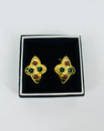 1980s CHANEL GRIPOIX RED & GREEN RHOMBUS CLIP ON EARRINGS