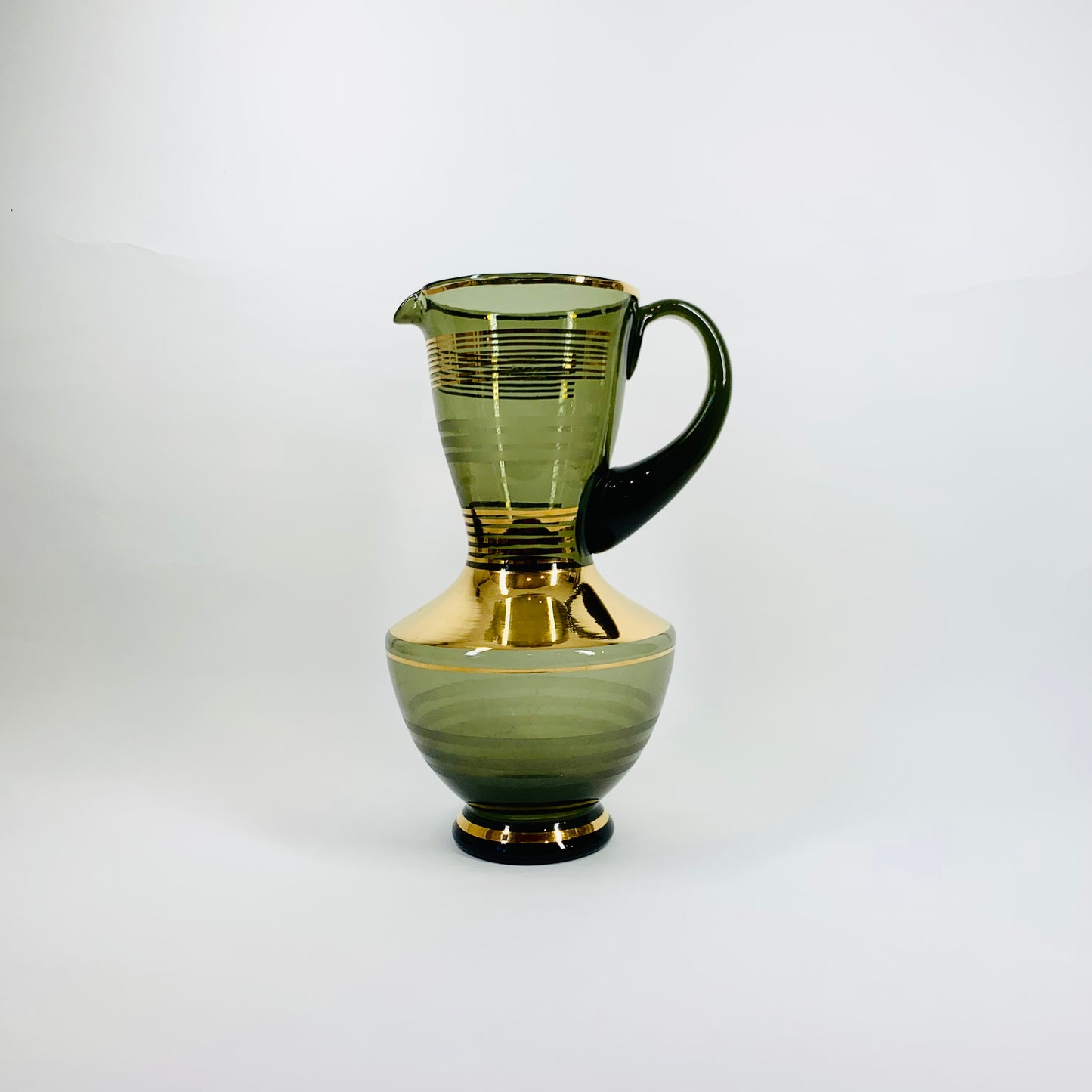 GREY GOLD GILDED GLASS JUG