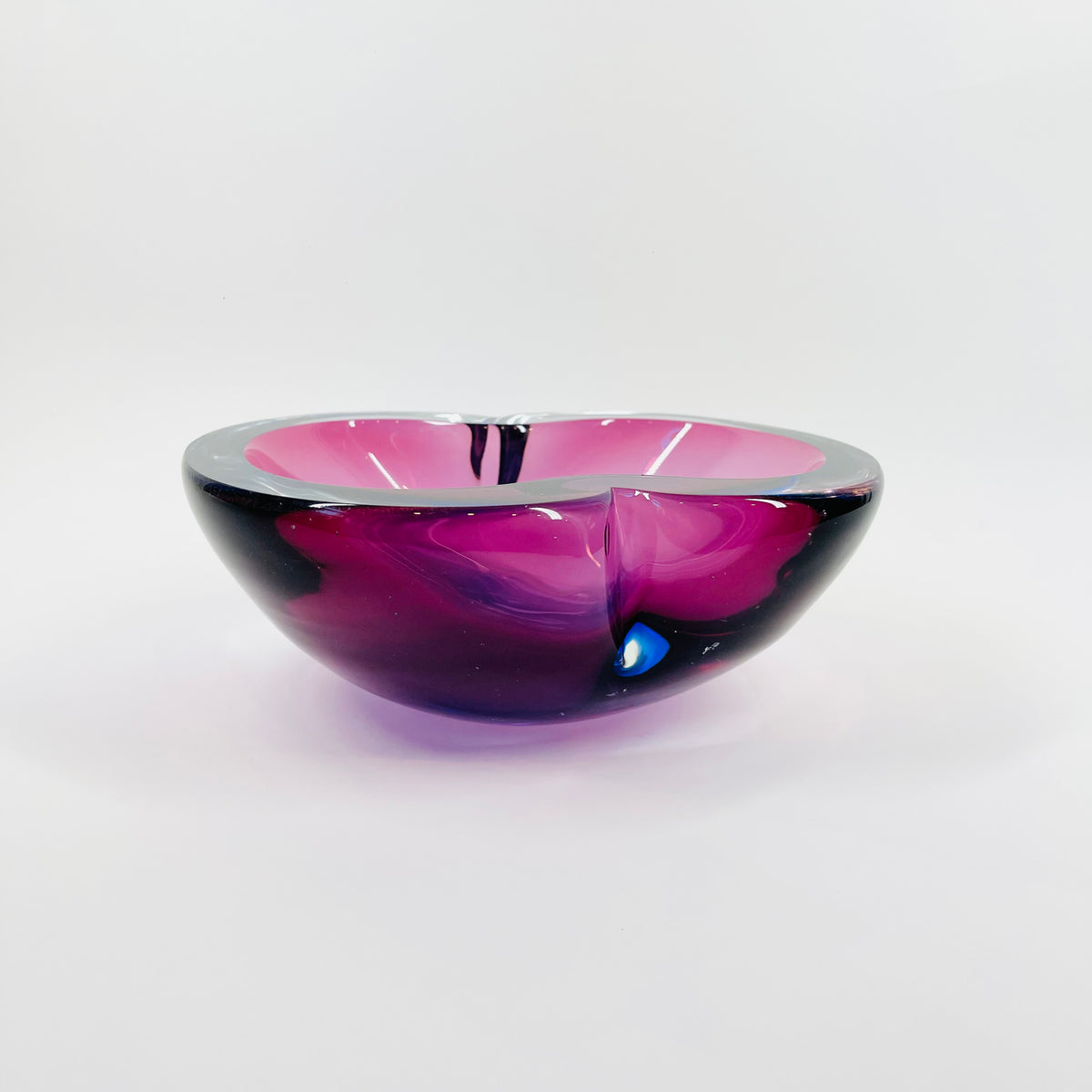 1960s PINK PURPLE COBALT BLUE SOMMERSO FACETED INFINITY GLASS BOWL