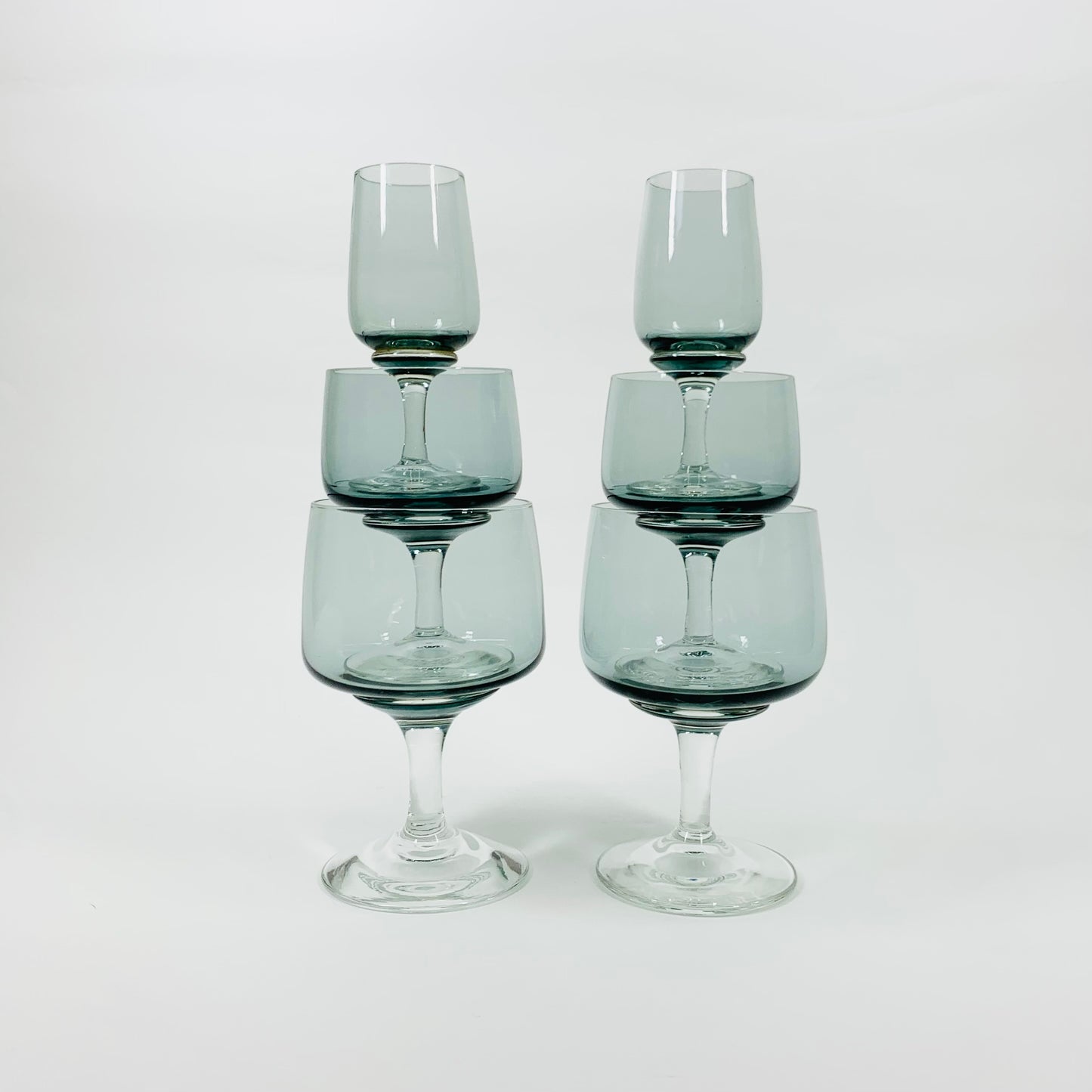 1950s POLISH GREY GLASSES WITH CLEAR STEMS