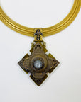 1960s MESH NECKLACE WITH FLEUR DE LIS AGATE PENDANT