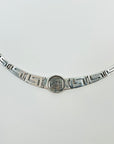 ANTIQUE STERLING SILVER GREEK KEYS ROMAN COIN NECKLACE