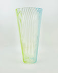 1980s MURANO CASED WHITE GREEN BLUE LATTICINO VASE