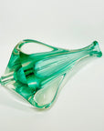 1950s MURANO TURQUOISE BLUE PAPERWEIGHT SWUNG GLASS VASE