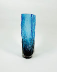 1970s GERMAN BLUE PURPLE OMBRE BARK GLASS VASE