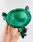 ART DECO MALACHITE GLASS ASHTRAY