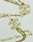 2012 CHANEL MULTISTRANDS COSTUME BEADS PEARL NECKLACE WITH ENAMEL CC LOGO
