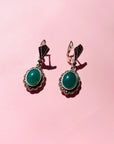 ART DECO MARCASITE JADE EARRINGS