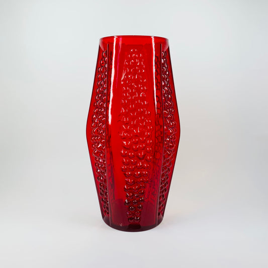 1960s ITALIAN EMPOLI RED GLASS VASE