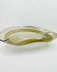 1980s CZECH LARGE CASED BROWN PINCHED GLASS BOWL