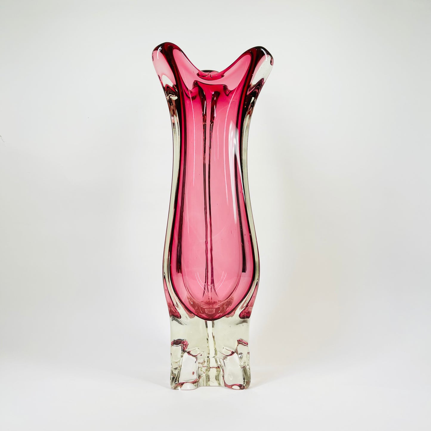 1970s MURANO PINK/CRANBERRY GLASS PAPERWEIGHT VASE