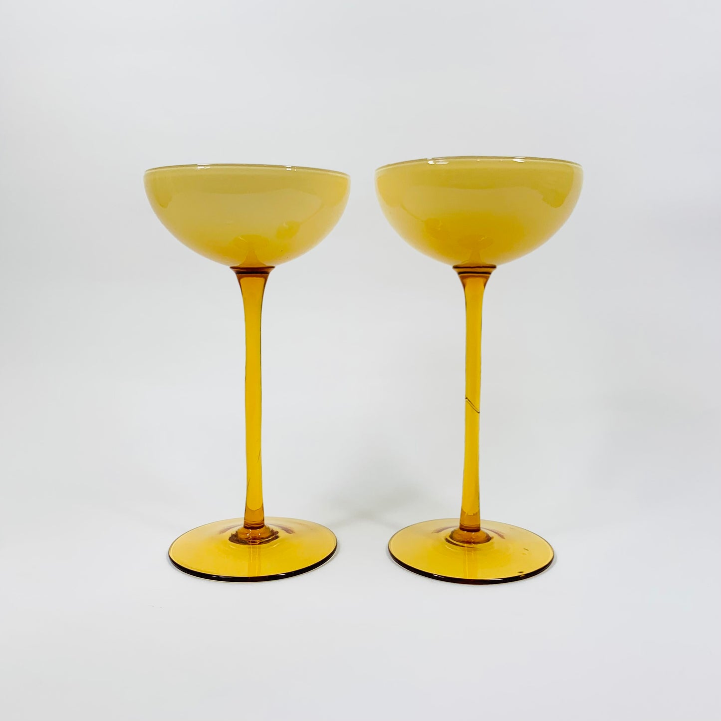 1950s CASED BUTTERSCOTCH EMPOLI LONG STEM COUPE