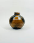 1950s HAND PAINTED BROWN POTTERY POSY VASE