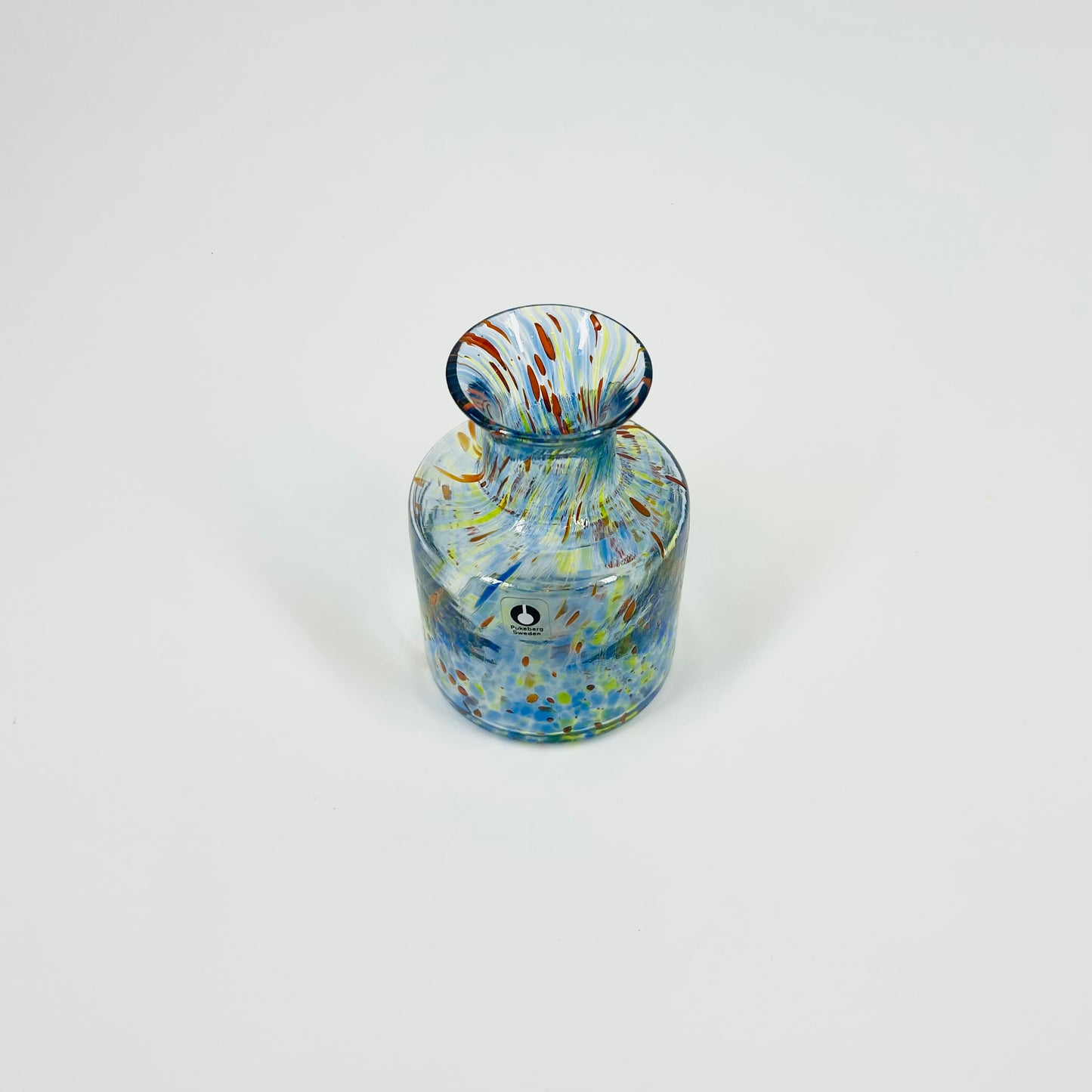 1970s PUKEBERG MINI BLUE SPATTER VASE