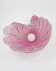 1950s PINK MURANO OPALINE GLASS SHELL BOWL WITH PEARL