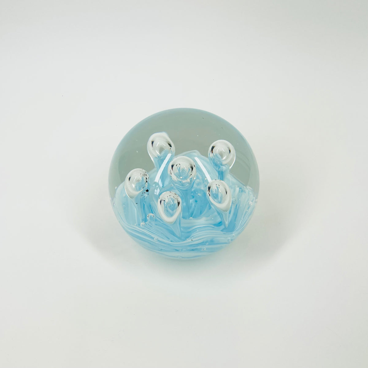 1980s BLUE CONTROLLED BUBBLE PAPERWEIGHT