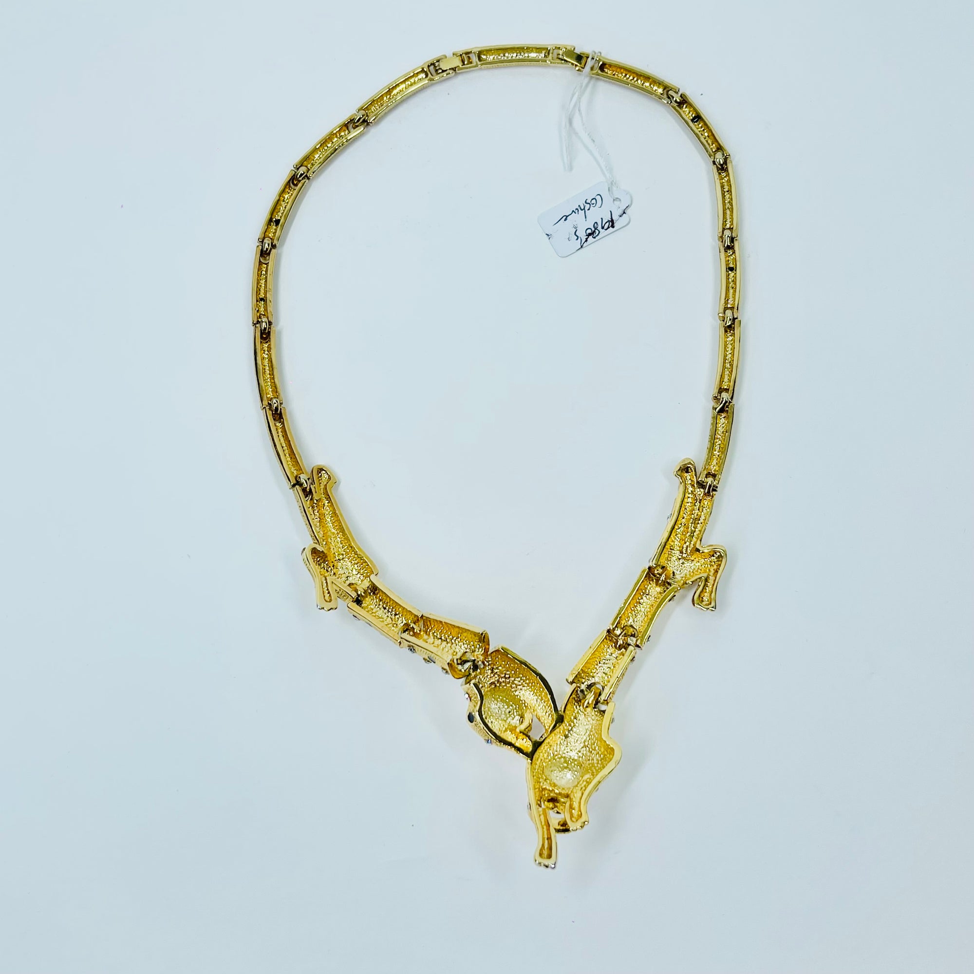 1980s ATWELL &amp; SON DOUBLE PANTHERE STATEMENT NECKLACE SUITE