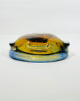 1960s MURANO BLUE AMBER SOMMERSO GLASS PINCHED BOWL/ASHTRAY
