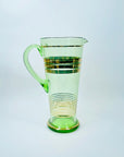 1950s GREEN GOLD GILDED GLASS JUG