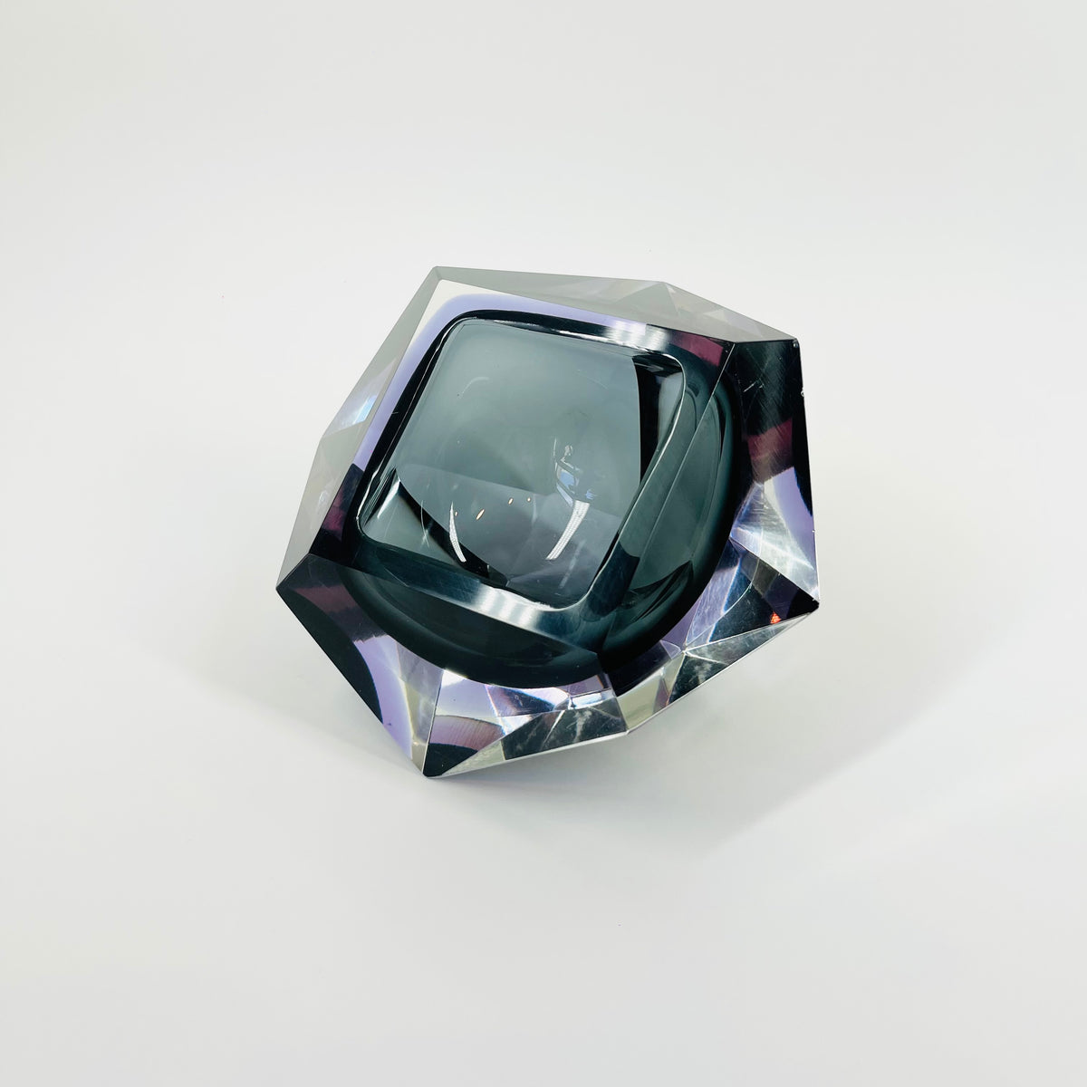 1960s PINK PURPLE GREY SOMMERSO DIAMOND FACETED GLASS BOWL