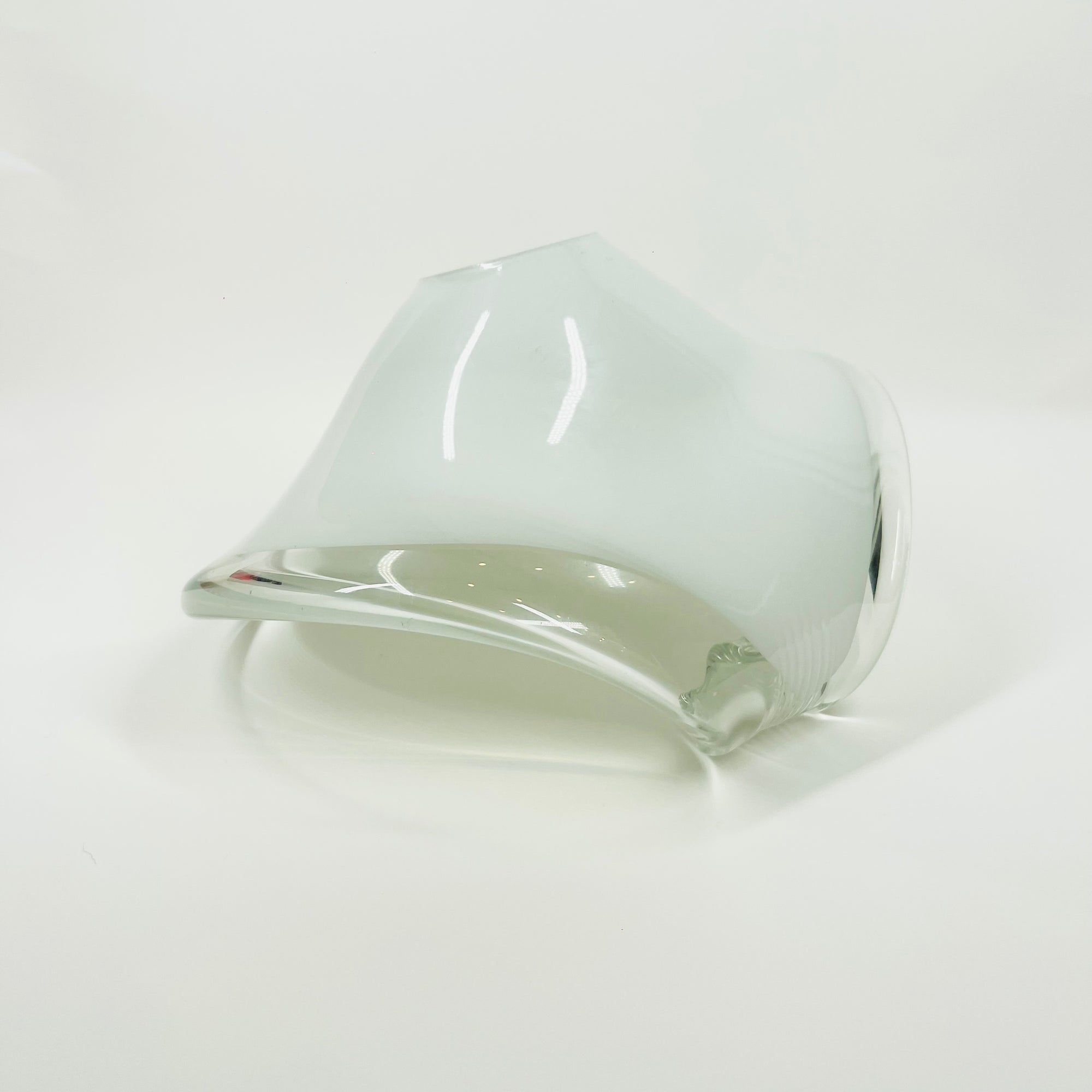 1970s JAPANESE CASED WHITE GLASS HOKUSAI WAVES BOWL