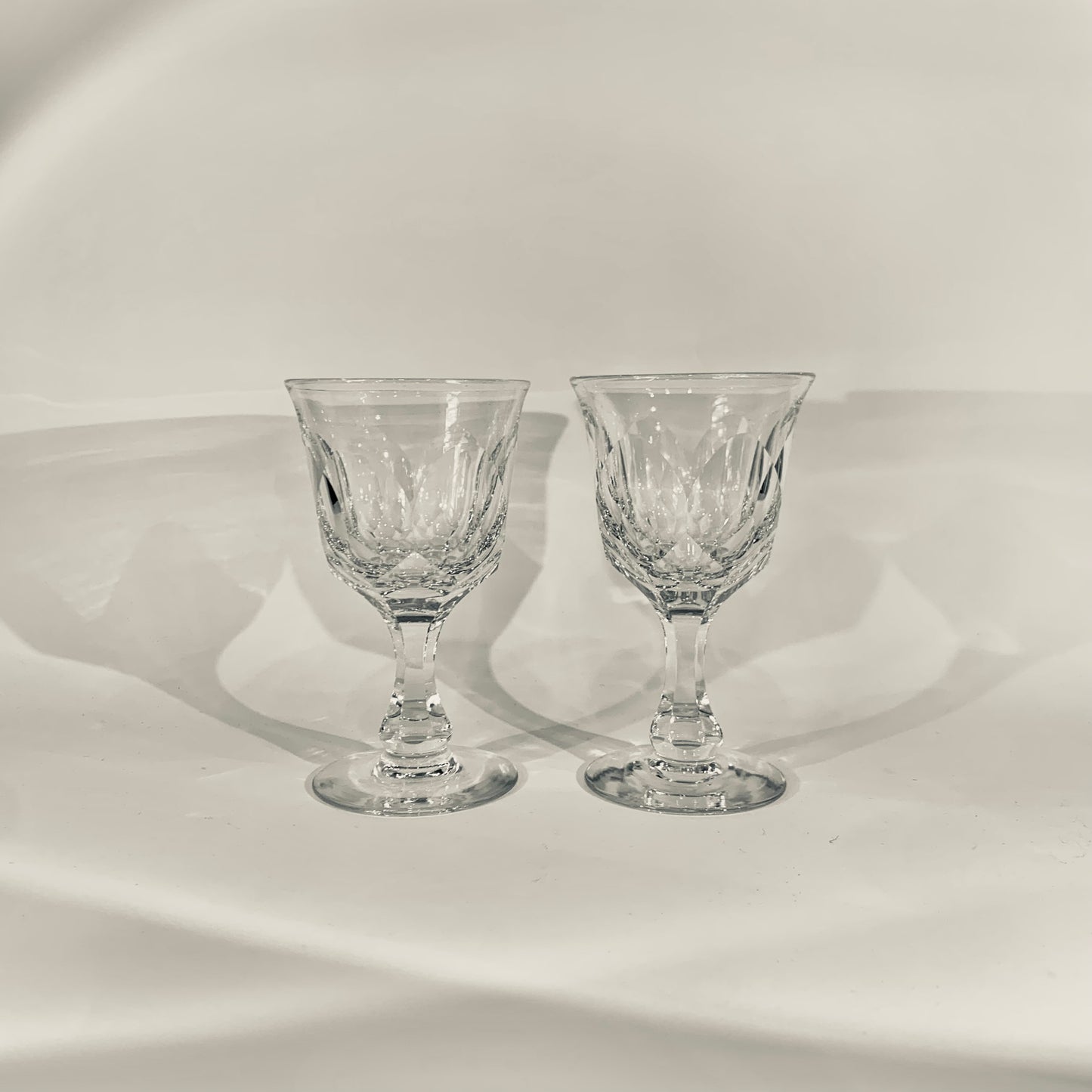 ANTIQUE CUT ENGLISH CRYSTAL WINE GLASSES