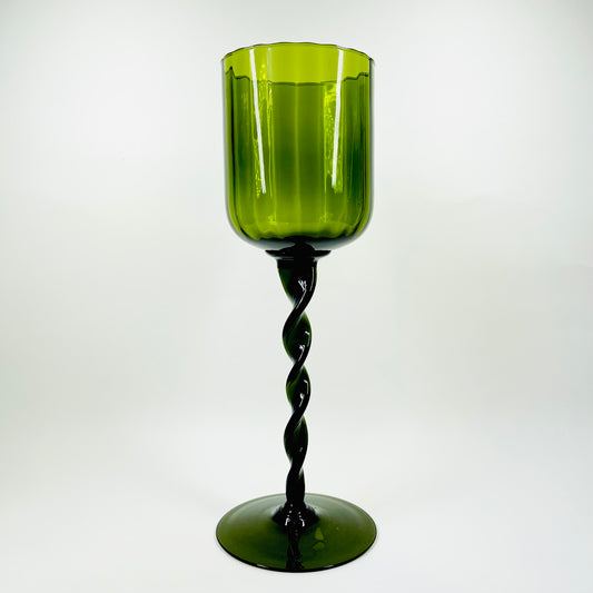 1950s DARK GREEN GLASS LANTERN