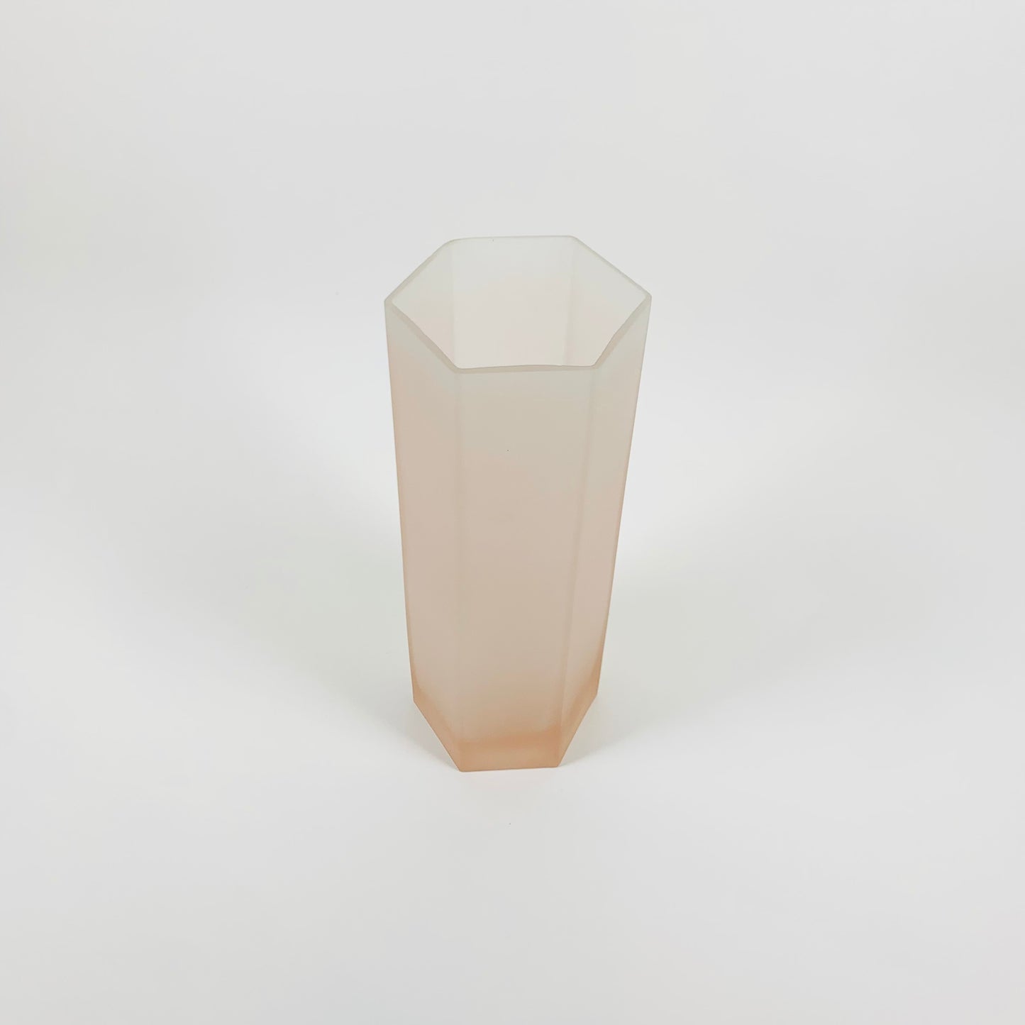 ART DECO PINK SATIN GLASS HEXAGON VASE