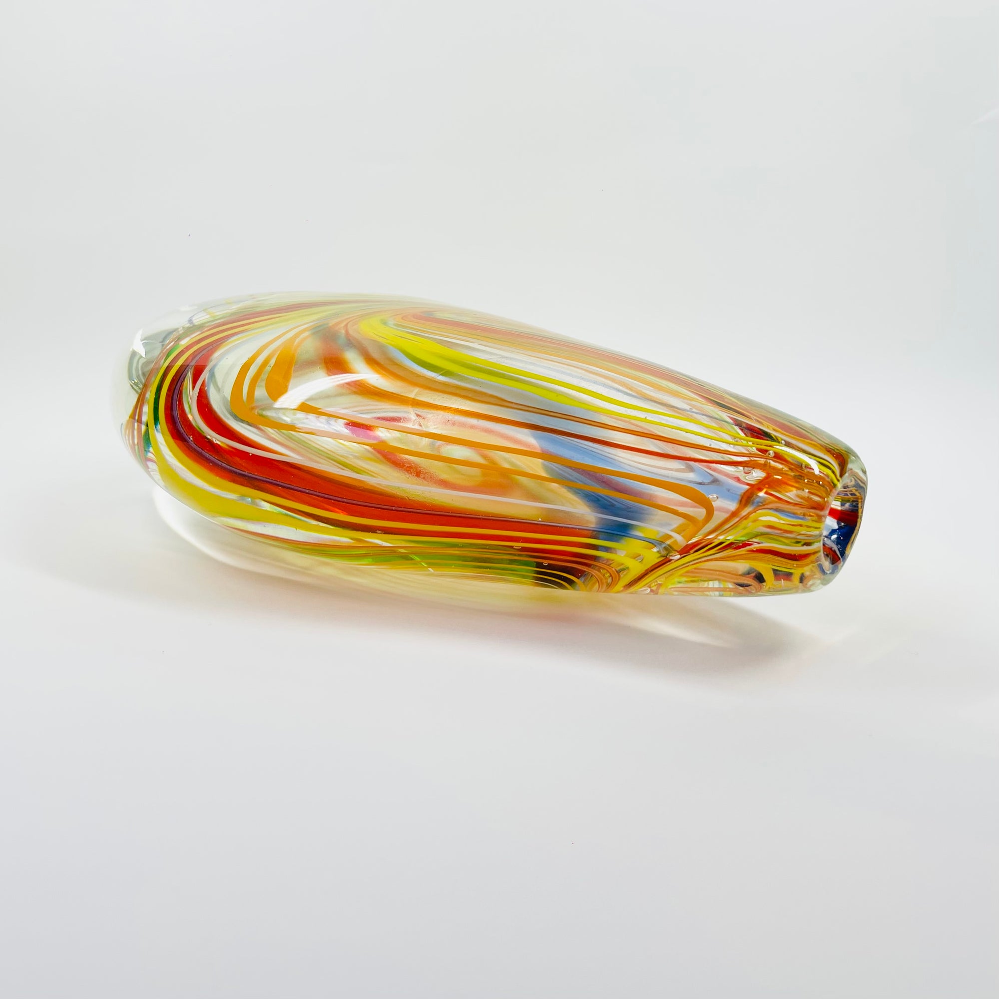1980s MURANO HARLEQUIN LATTICINO ART GLASS VASE