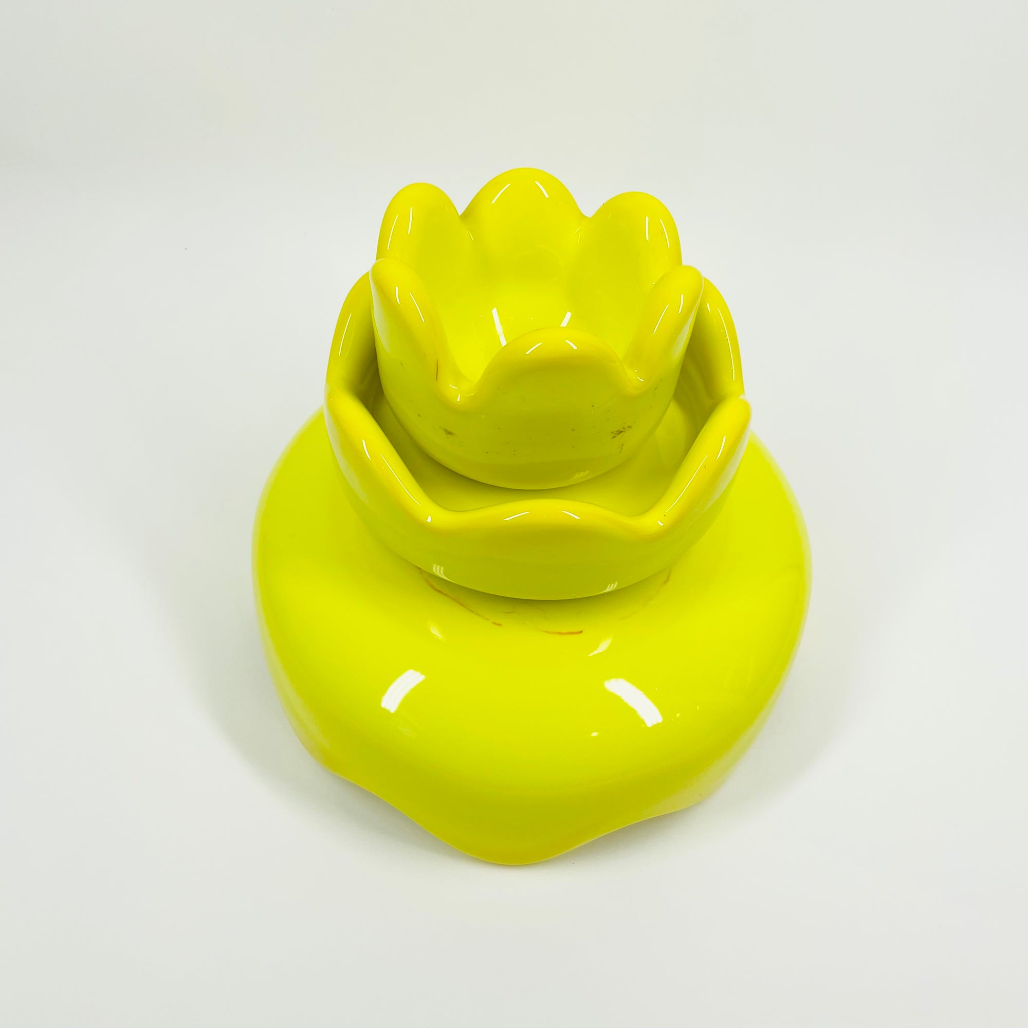 1960s SWEDISH YELLOW LEMON CASED GLASS BOWL BY INGEBORG LUNDIN FOR ORREFORS